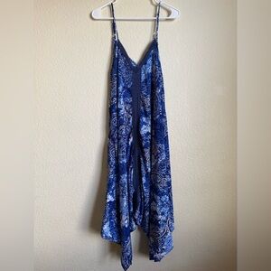 Mlle Gabrielle Asymmetrical Blue Paisley Dress